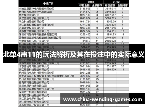 北单4串11的玩法解析及其在投注中的实际意义