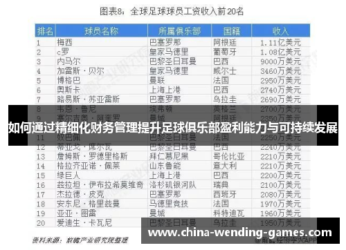 如何通过精细化财务管理提升足球俱乐部盈利能力与可持续发展
